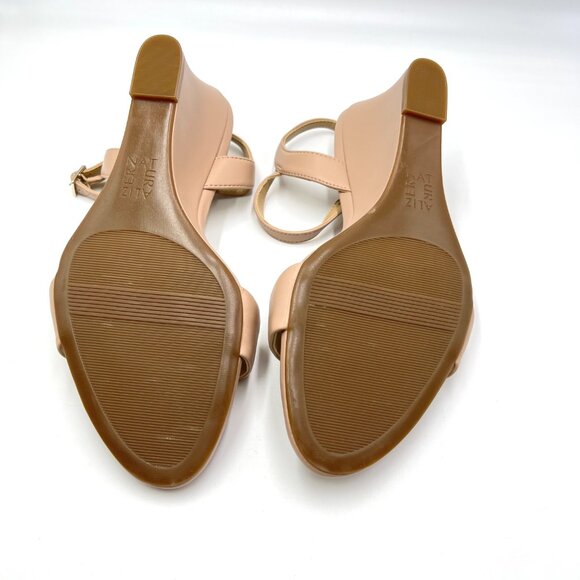 9.5W 9.5 WIDE WIDTH Naturalizer Womens Bristol Wedge Beige Tan Nude Heels Shoes - Picture 9 of 12